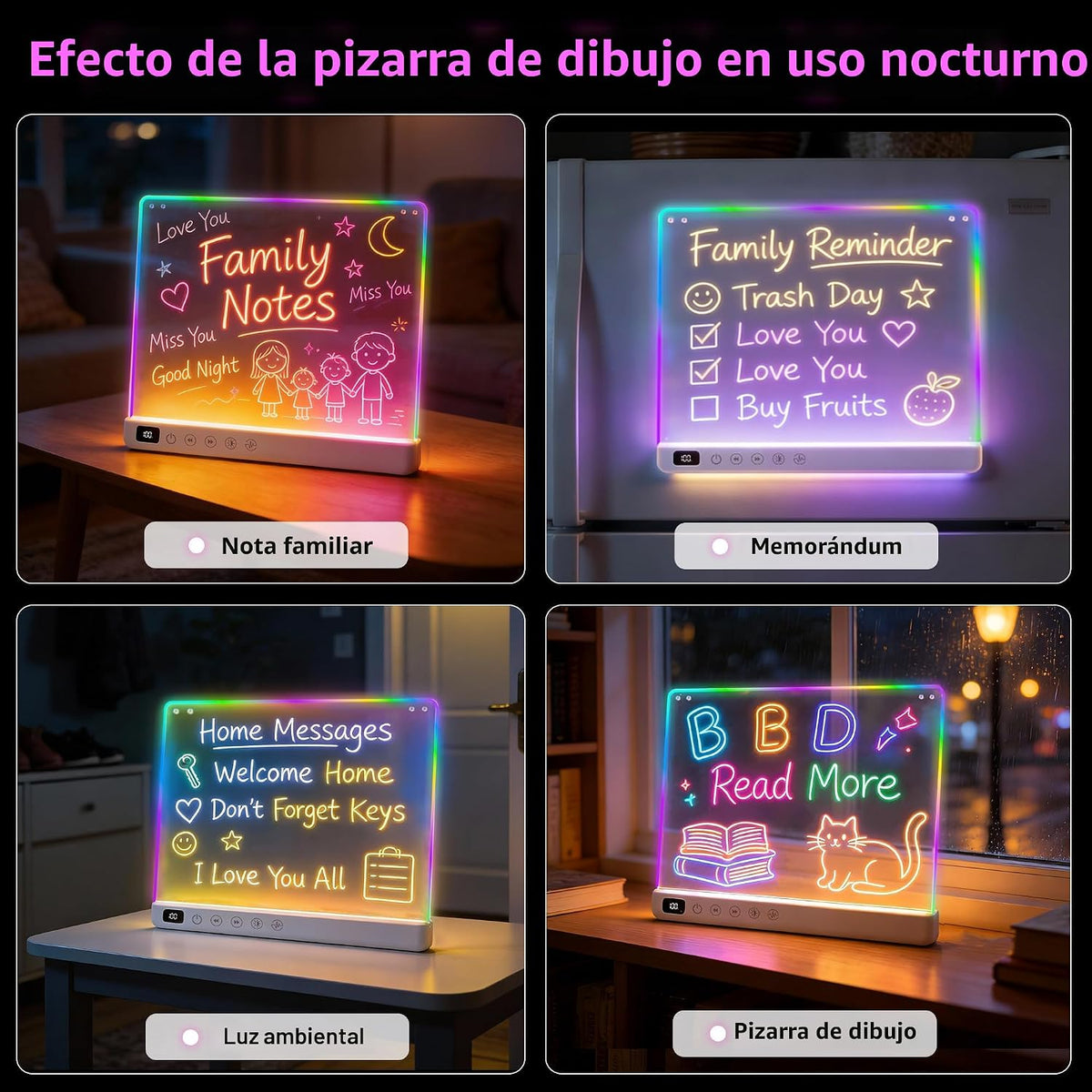 Cosmody - Tablero de dibujo LED recargable, regalo para niños y niñas a partir de 3 años (blanco)