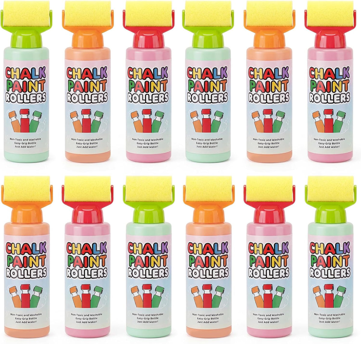 Juego de 12 tizas para acera, color rojo, verde, naranja
