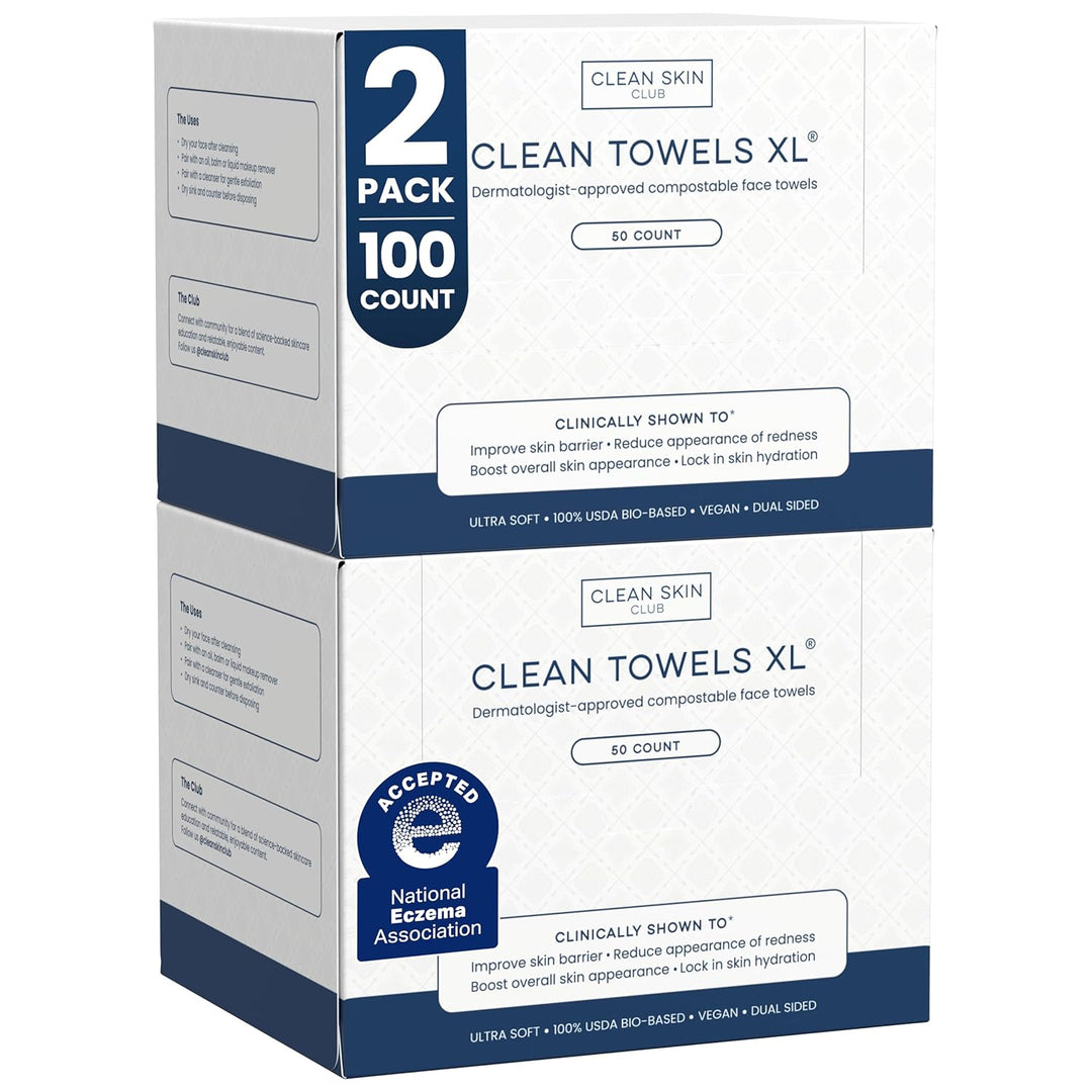 Clean Skin Club Clean Towels XL®, toalla facial 100% biológica cert...