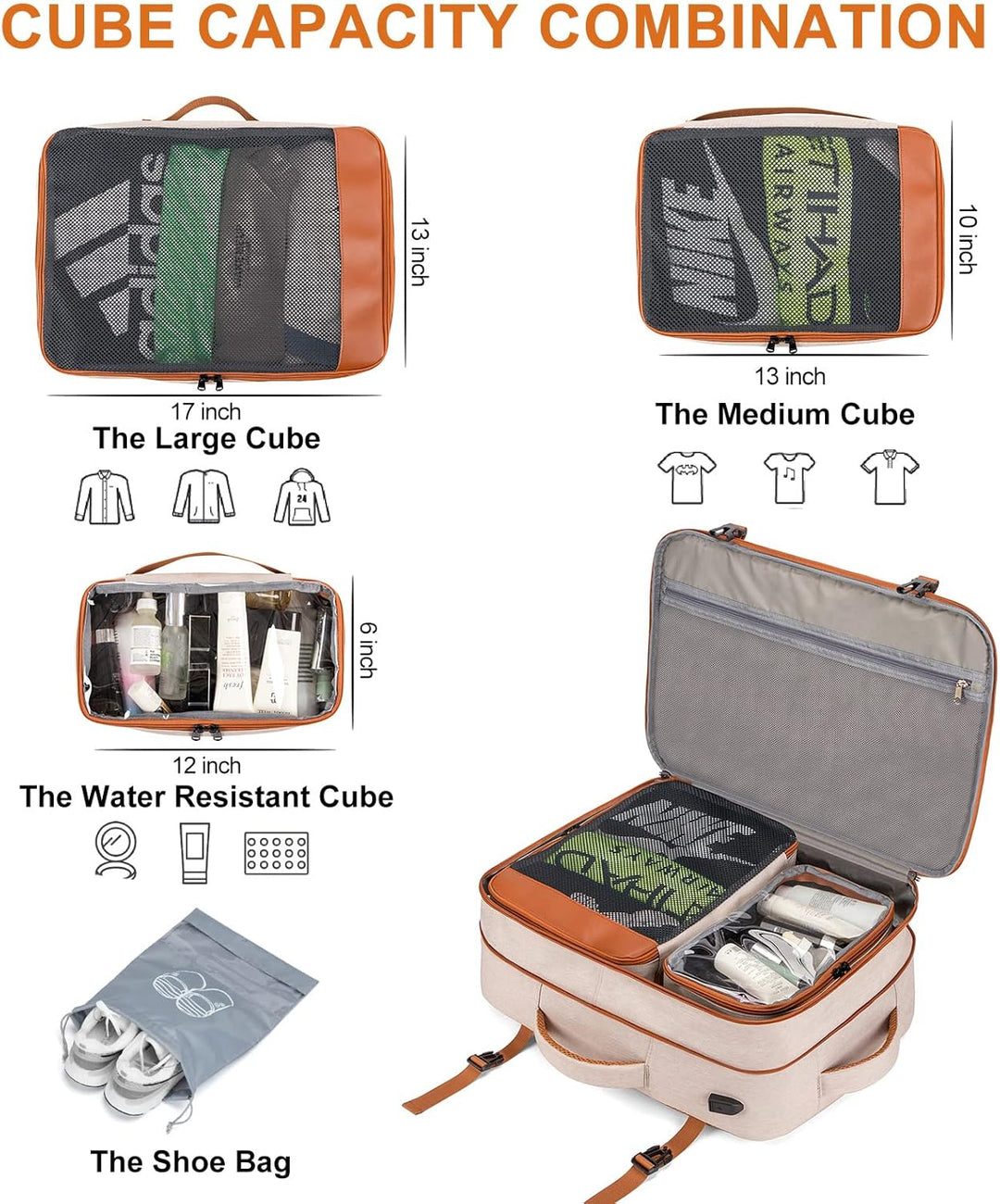 Lumesner - Mochilas de viaje para llevar, extragrandes de 40L, apro...