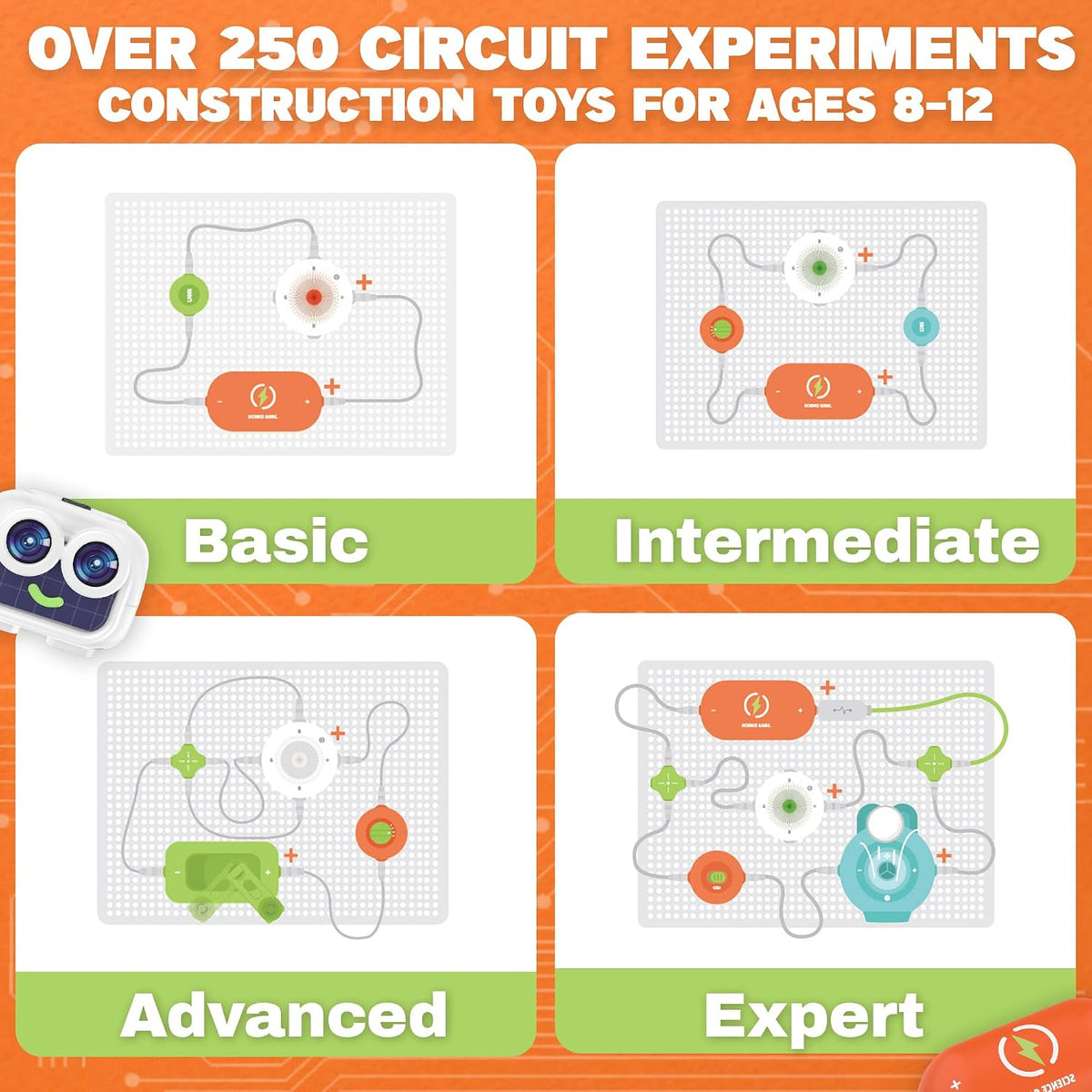 Kits de ciencia para niños: kits STEM para niños, kit de exploración de electrónica, más de 420 proyectos, 35 piezas de circuito y 320 proyectos, 16 piezas de circuito