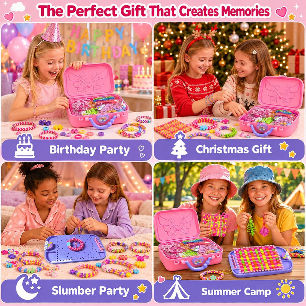 Kit de Pulseras de Amistad Multifuncional para Hacer con Telar de Tejeduría para Niñas de 6–12