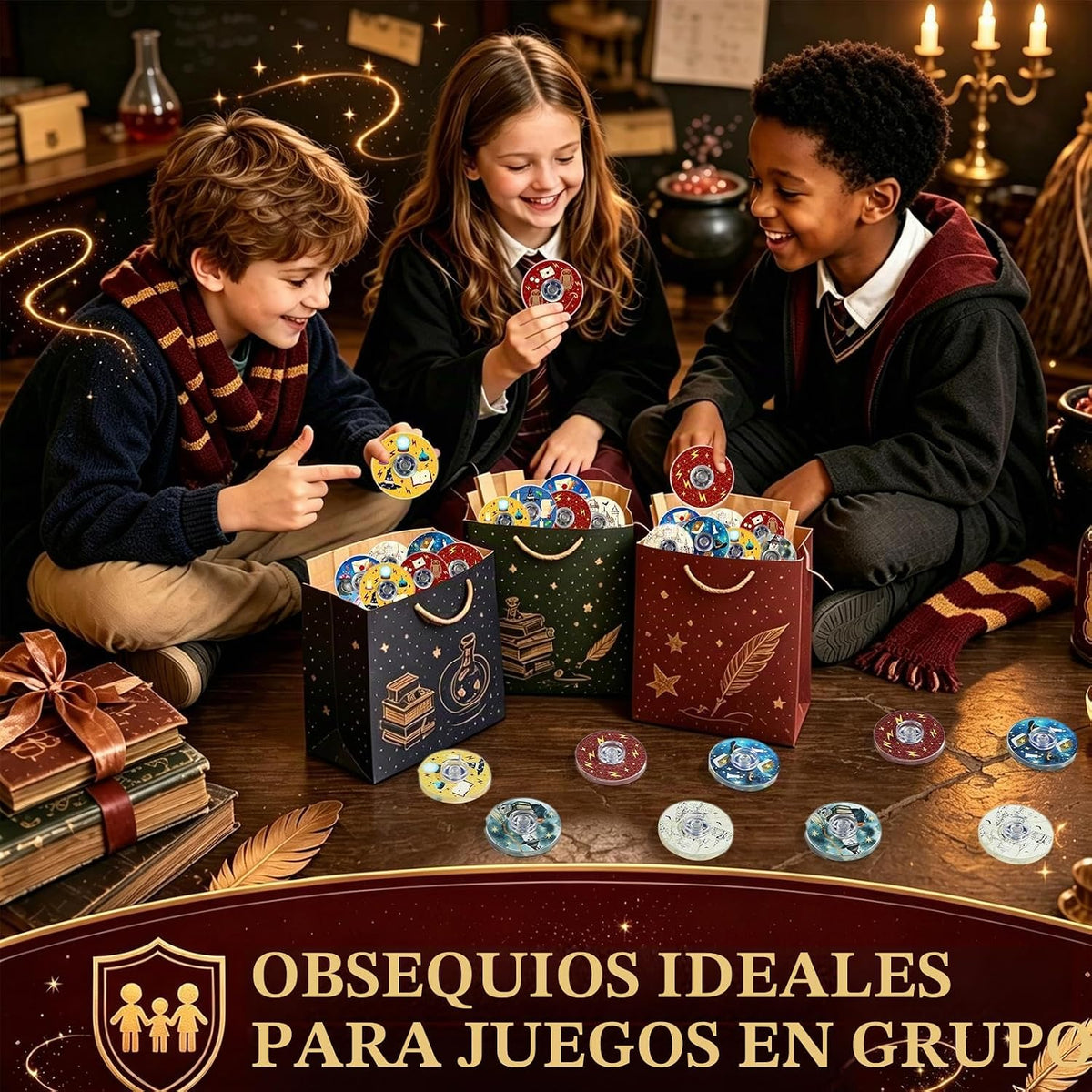 Paquete de 52 juguetes giratorios para fiestas de mago de fantasía, para cumpleaños de niños, mago encantado, a granel para recompensas de aula, rellenos de bolsas de regalos, suministros