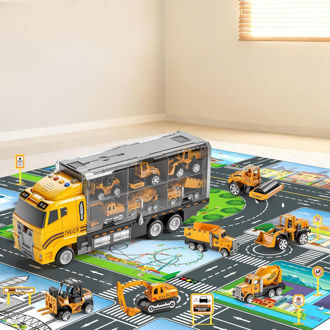 NIPLOOOW - Juego de vehículos de construcción para niños, camión de...