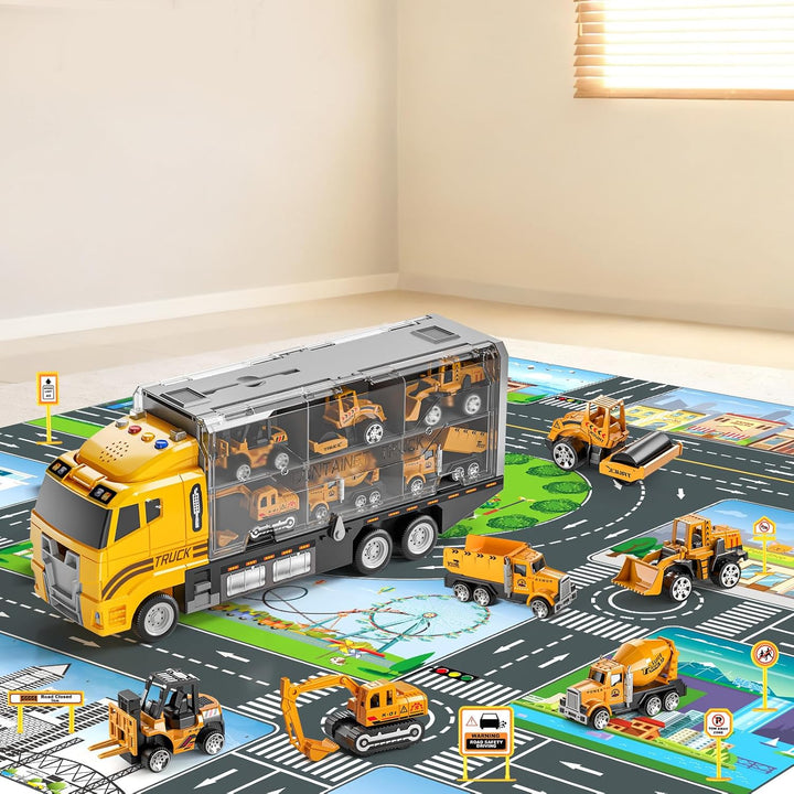 NIPLOOOW - Juego de vehículos de construcción para niños, camión de...