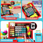 Kids Cash Register con Scanner, Role-Play Toys para Children 3-8 | Microphone, Shopping Basket, 52 Shop Accessories,Play Money, Pretend Play Children's Cash Register (Blue)