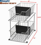 Simple Houseware - Cajón organizador de cesta de alambre de 2 niveles, gris
