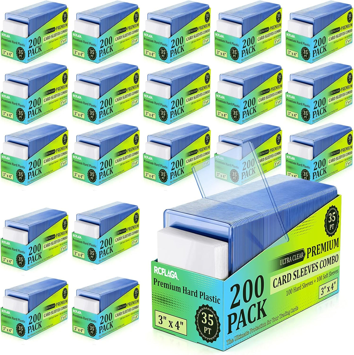 4000 Fundas Duras de Plástico D/ 3" x 4" RCPLAGA Porta-Tarjetas de Coleccionables, 35PT