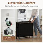 StorageWorks Cesta de lavandería de 3 secciones, carrito clasificador negro