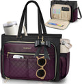 PASMAN Bolsa de mano para profesores para mujer, bolsa estructurada, Púrpura, 15.6 pulgadas