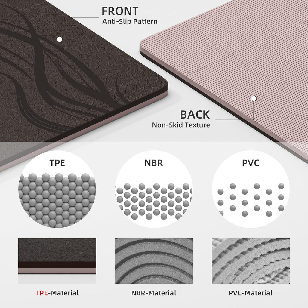 Esterilla de yoga extra ancha 76"x40"x10mm TPE antideslizante