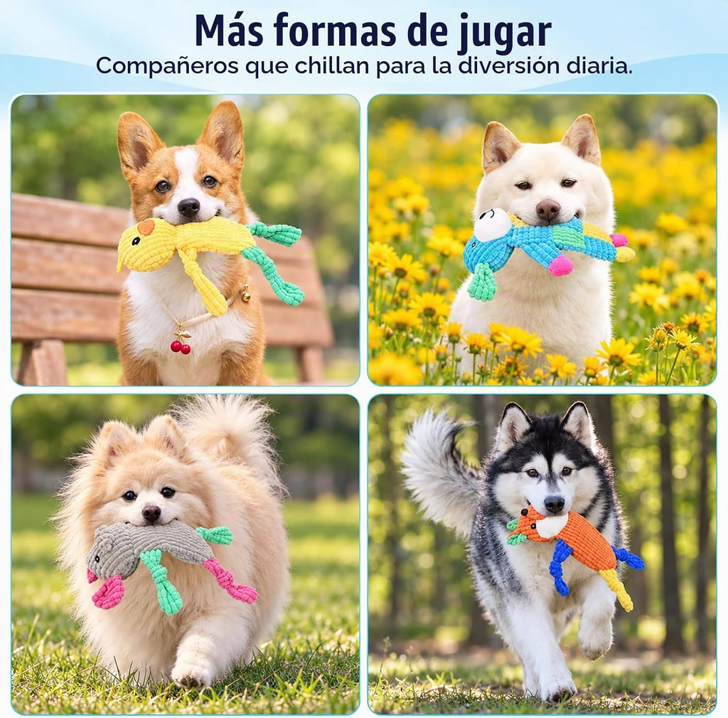 LECHONG 5 juguetes chirriantes para perros, juguetes grandes arrugados para perros grandes, medianos y pequeños, juguetes para cachorros para mantenerlos ocupados. Paquete de juguetes para perros de