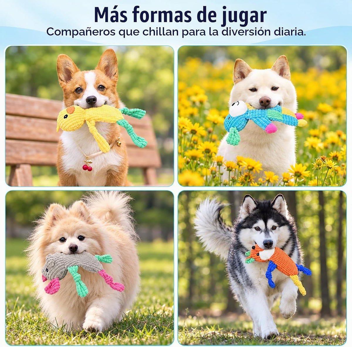 LECHONG 5 juguetes chirriantes para perros, juguetes grandes arrugados para perros grandes, medianos y pequeños, juguetes para cachorros para mantenerlos ocupados. Paquete de juguetes para perros de