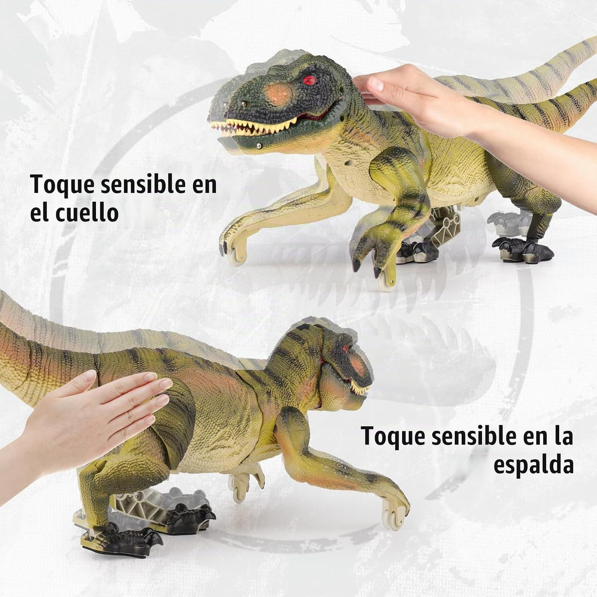 VERTOY Juguetes de dinosaurio a control remoto para niños de 3, 4, 7, 8 a 12 años, regalo realista de T-Rex para niños, dinosaurio a control remoto con luz, rugido, aerosol, detección táctil