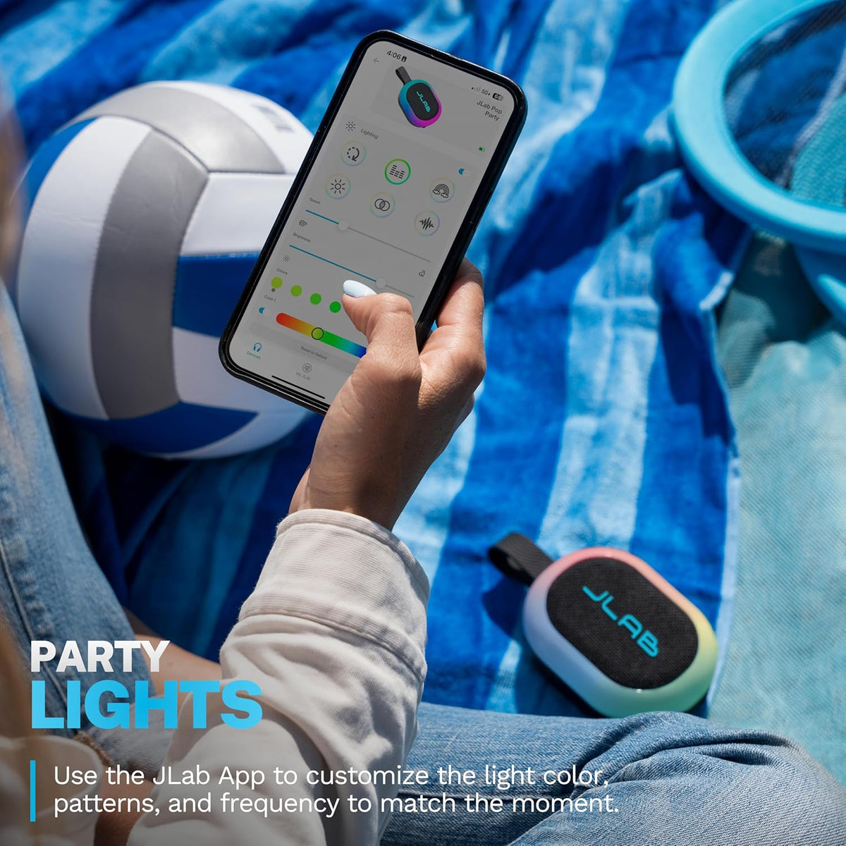 JLab, Partido pop, altavoz Bluetooth portátil, impermeable IP55, LE...