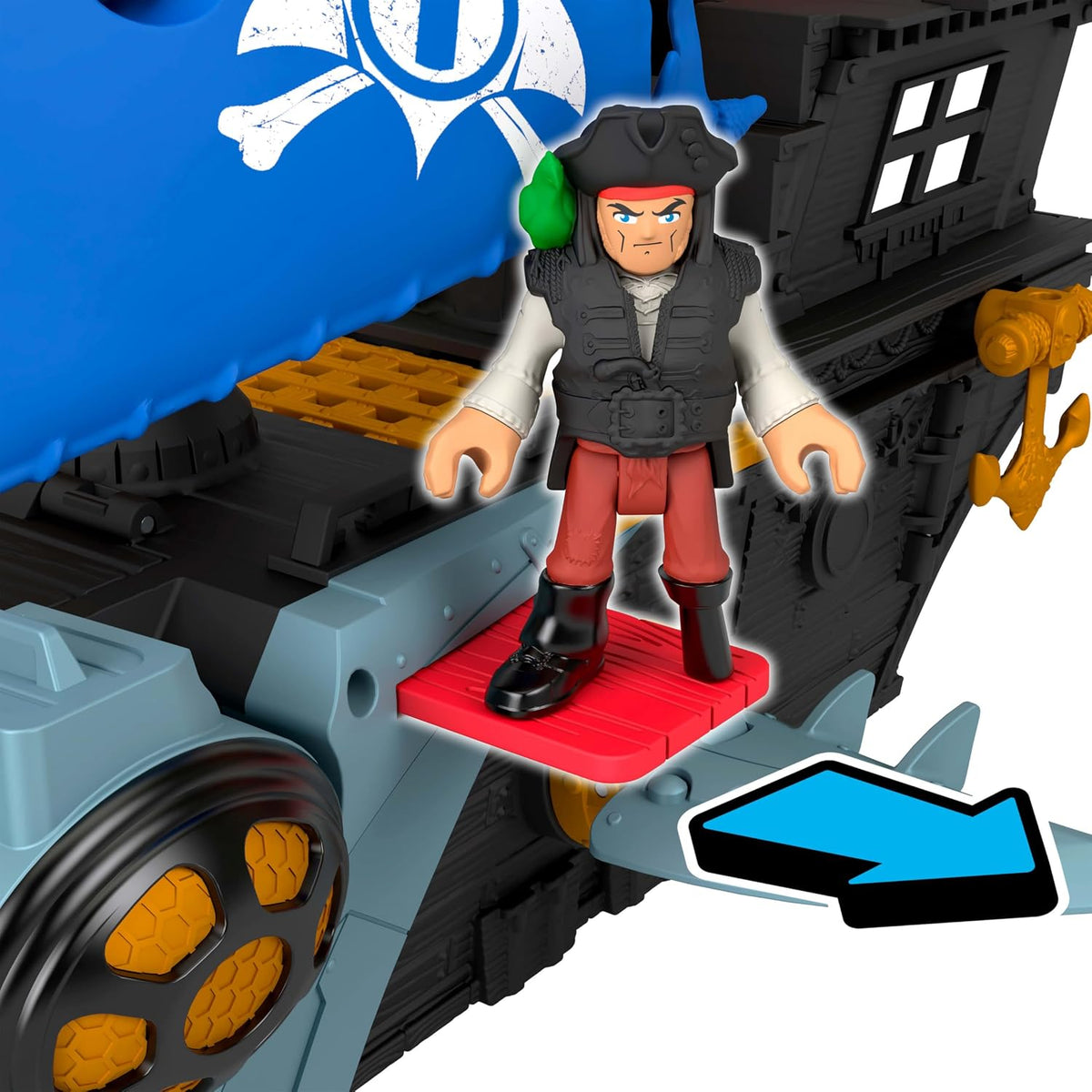 Fisher-Price Imaginext Shark Bite - Juego de barco pirata y bote de juguete