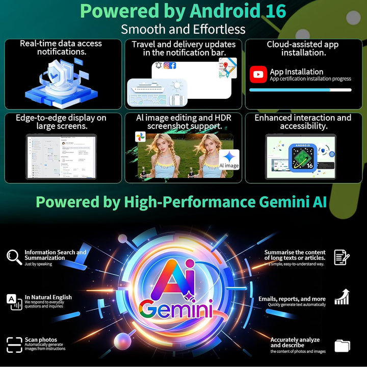 Tablet Android 2026 con teclado, tableta Android 16 de 10 pulgadas,...
