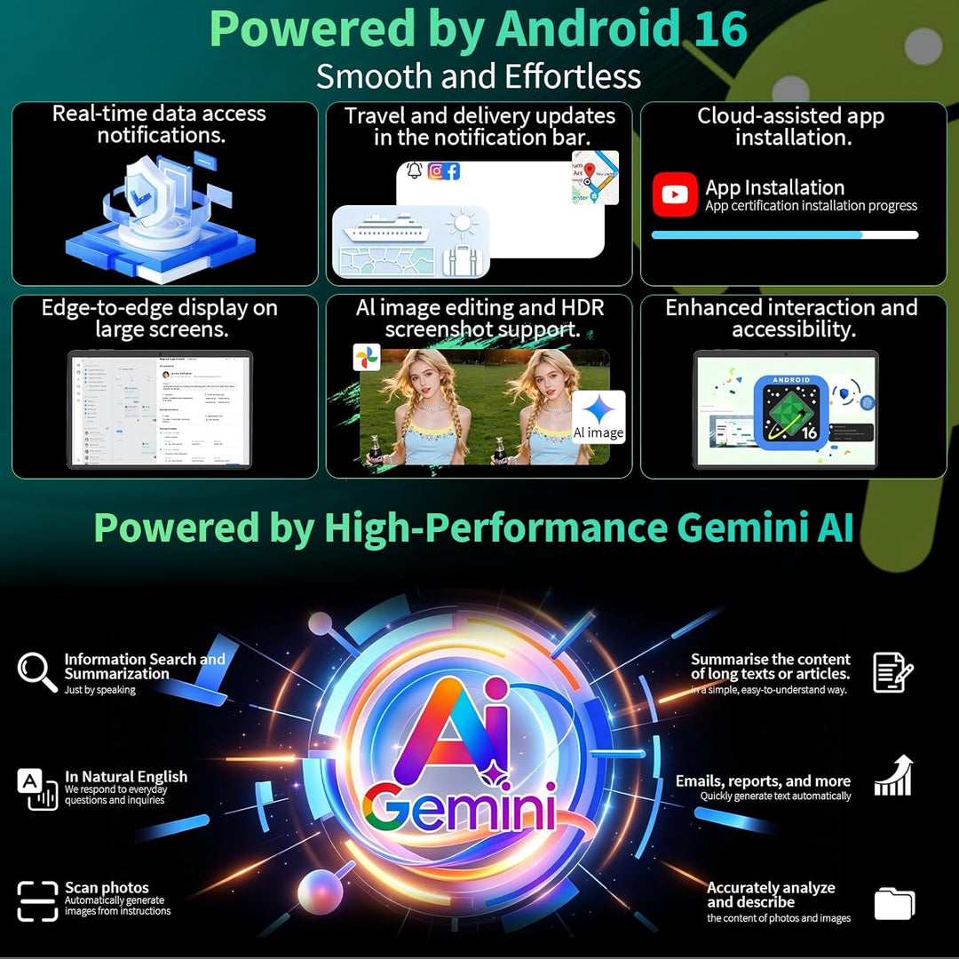 Tablet Android 2026 con teclado, tableta Android 16 de 10 pulgadas,...
