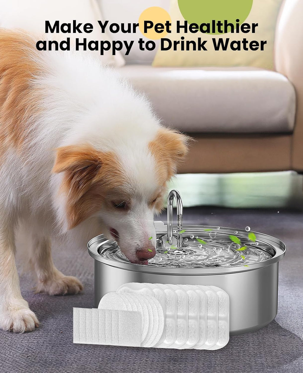 oneisall Juego de 8 Filtros de Repuesto para PWF-002 Fuente de Agua para Perros de 7L