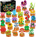 CUBIMANA Paquete de 24 mini construcción botánica de flores para adultos y