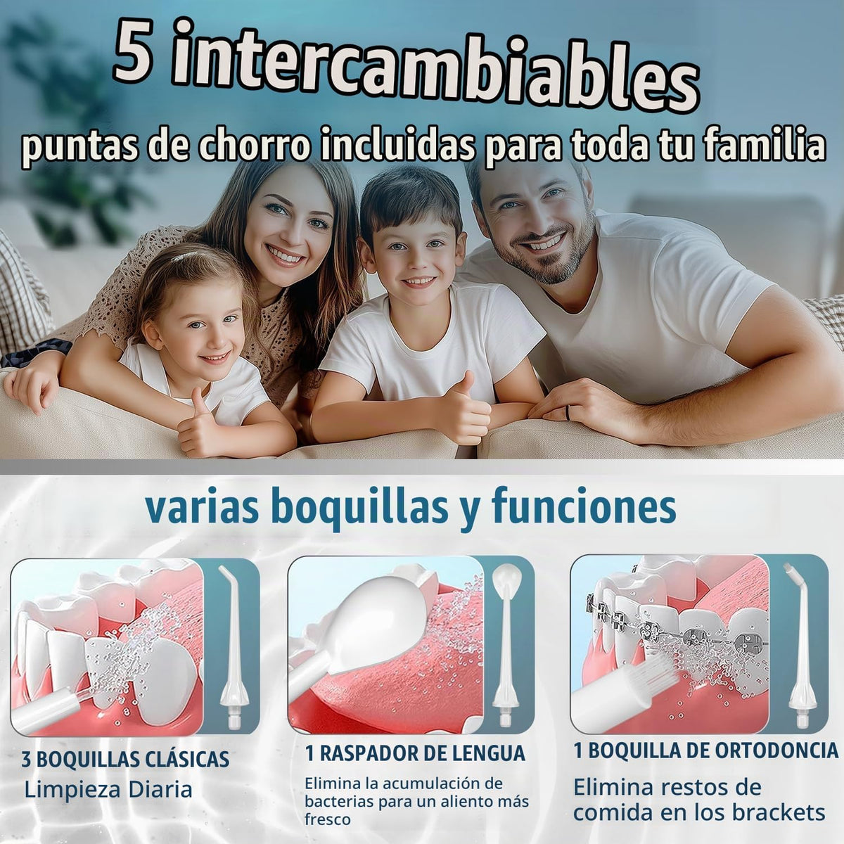 Nicwell - Irrigador dental inalámbrico para hilo dental: 4 modos, p...