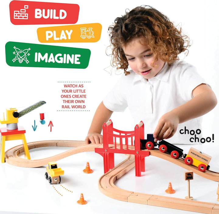 Play22 Juego de tren de madera para niños pequeños 38