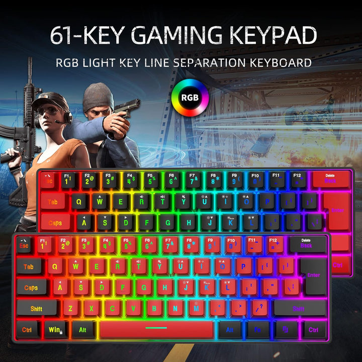 Snpurdiri - Teclado RGB de 60 % con cable, pequeño, compacto, resis...