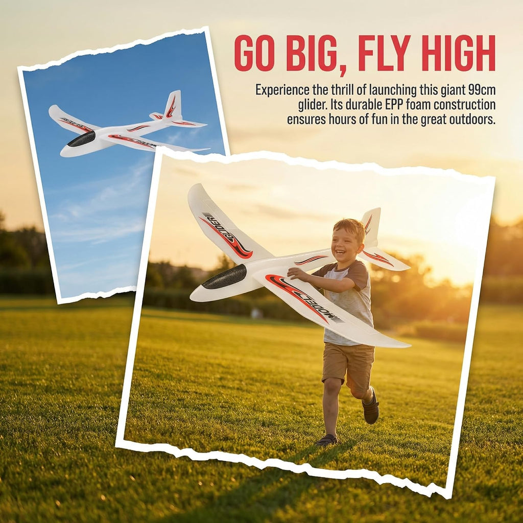 Aviones Planeadores de Espuma TOYANDONA, Avión Grande de 39 Pulgadas para Lanzamiento a Mano, Aviones Voladores de 2 Modos de Vuelo Juguete de Espuma de Poliestireno para Niños, Favoritos de Fiesta de Cumpleaños, Juegos al Aire Libre y en el Jardín