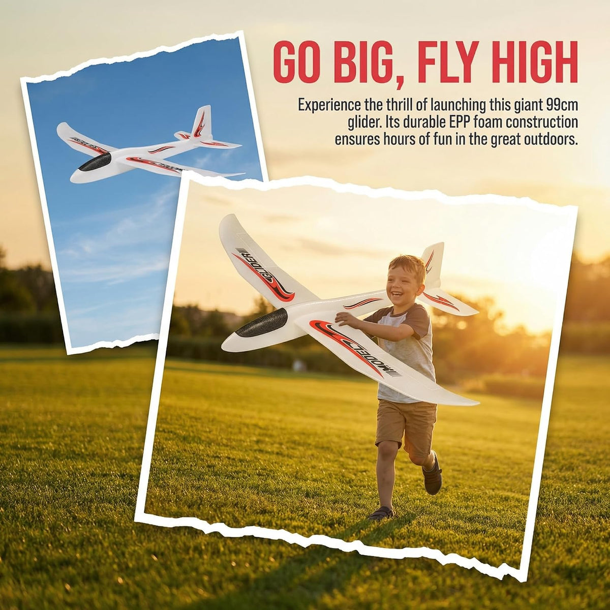 Aviones Planeadores de Espuma TOYANDONA, Avión Grande de 39 Pulgadas para Lanzamiento a Mano, Aviones Voladores de 2 Modos de Vuelo Juguete de Espuma de Poliestireno para Niños, Favoritos de Fiesta de Cumpleaños, Juegos al Aire Libre y en el Jardín