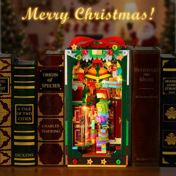 Juego de construcción de rincón de libro de Navidad con