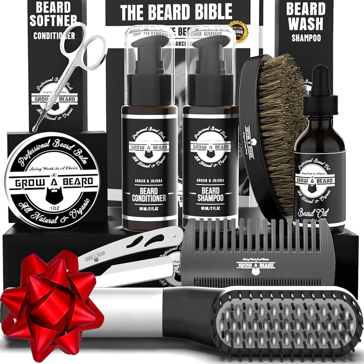 Kit de aseo alisador de barba para hombres, kit de crecimiento de b...