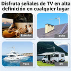 Antena de TV al aire libre para Smart TV, antena de TV inteligente de largo alcance al aire libre, compatible con 4K 1080P HD VHF UHF, resistente a la intemperie y recepción de largo alcance con cable