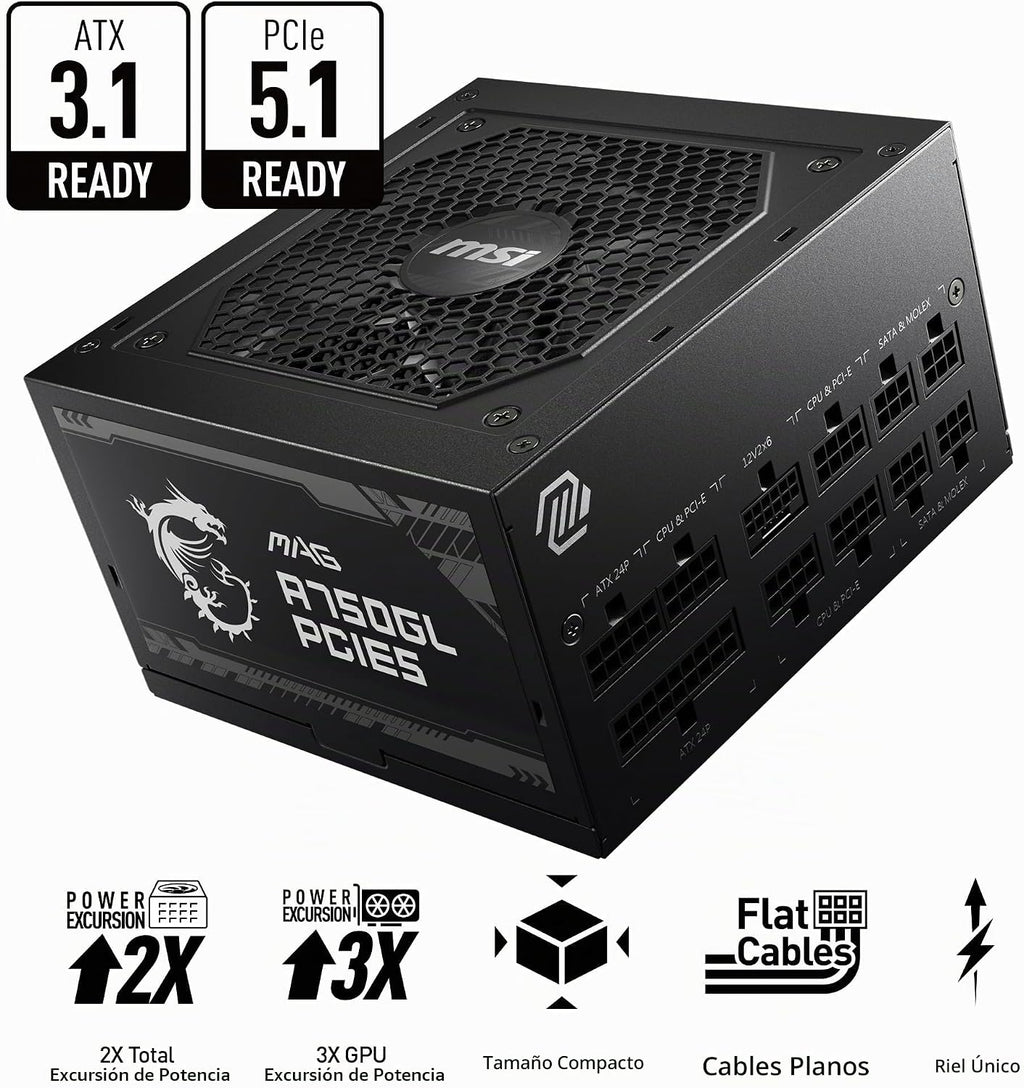 MSI MAG A650GL, Fully Modular Compact Gaming 650W Power Supply, 80+ Gold, ATX PSU