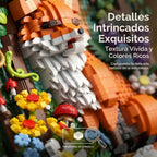 Fox Animal - Juego de minibloques de construcción 3D para adultos, juego de construcción de bosque de micro ladrillos, decoración de pared para el hogar o exhibición de escritorio
