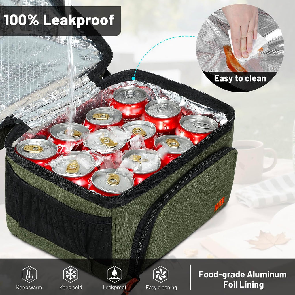 MIER Lonchera para hombre, doble compartimento, bolsa de almuerzo para