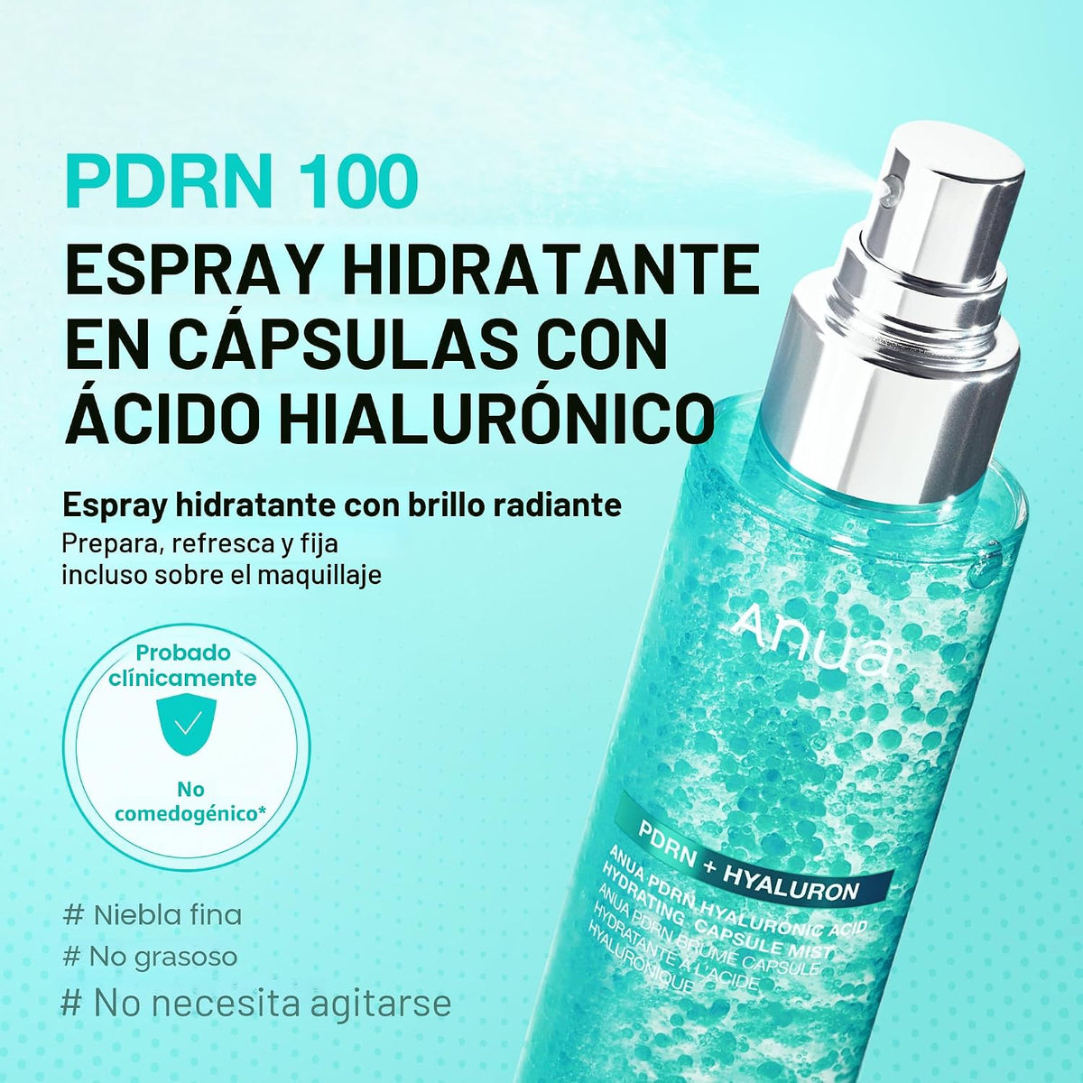 Anua PDRN - Suero facial en aerosol con brillo de colágeno, niebla...