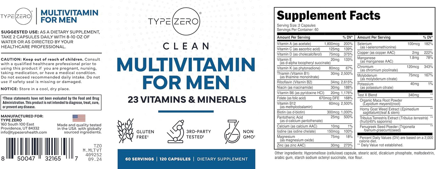Type Zero Cápsulas multivitamínicas para hombres (120 cápsulas) (12...