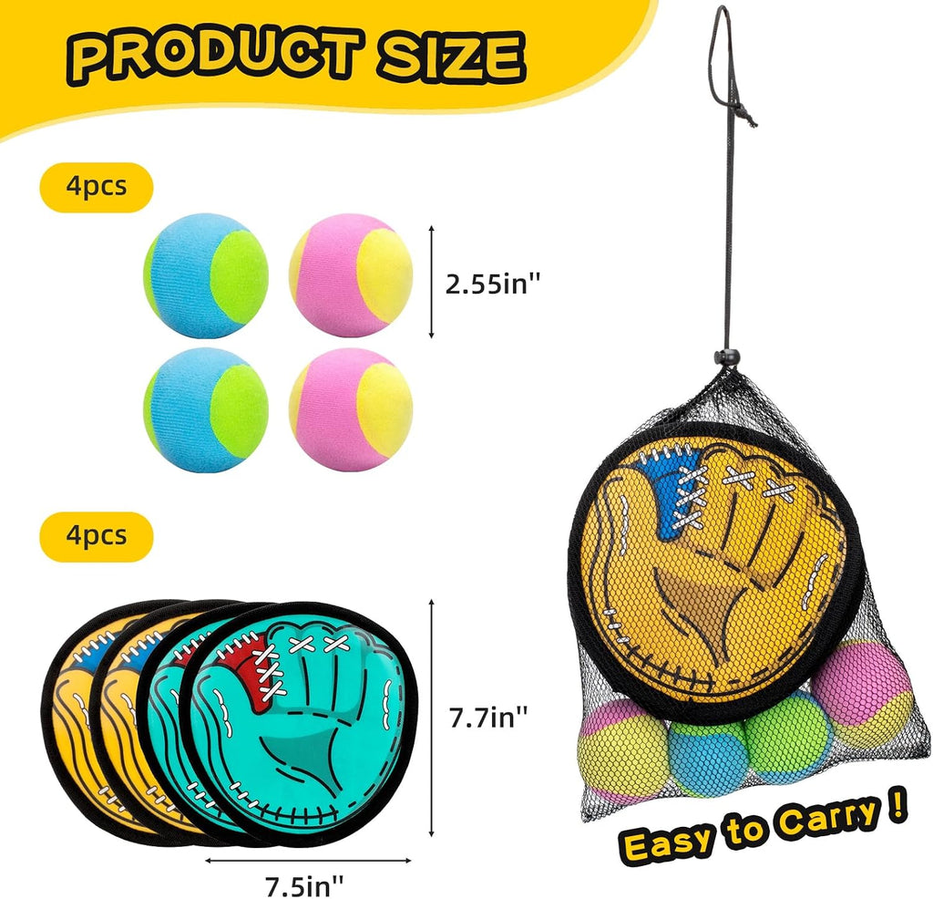Juego de pelotas para lanzar y atrapar para niños, pelotas suaves adhesivas de béisbol para niños, para interiores y exteriores, patio, césped, camping, playa, juego para la familia, cumpleaños