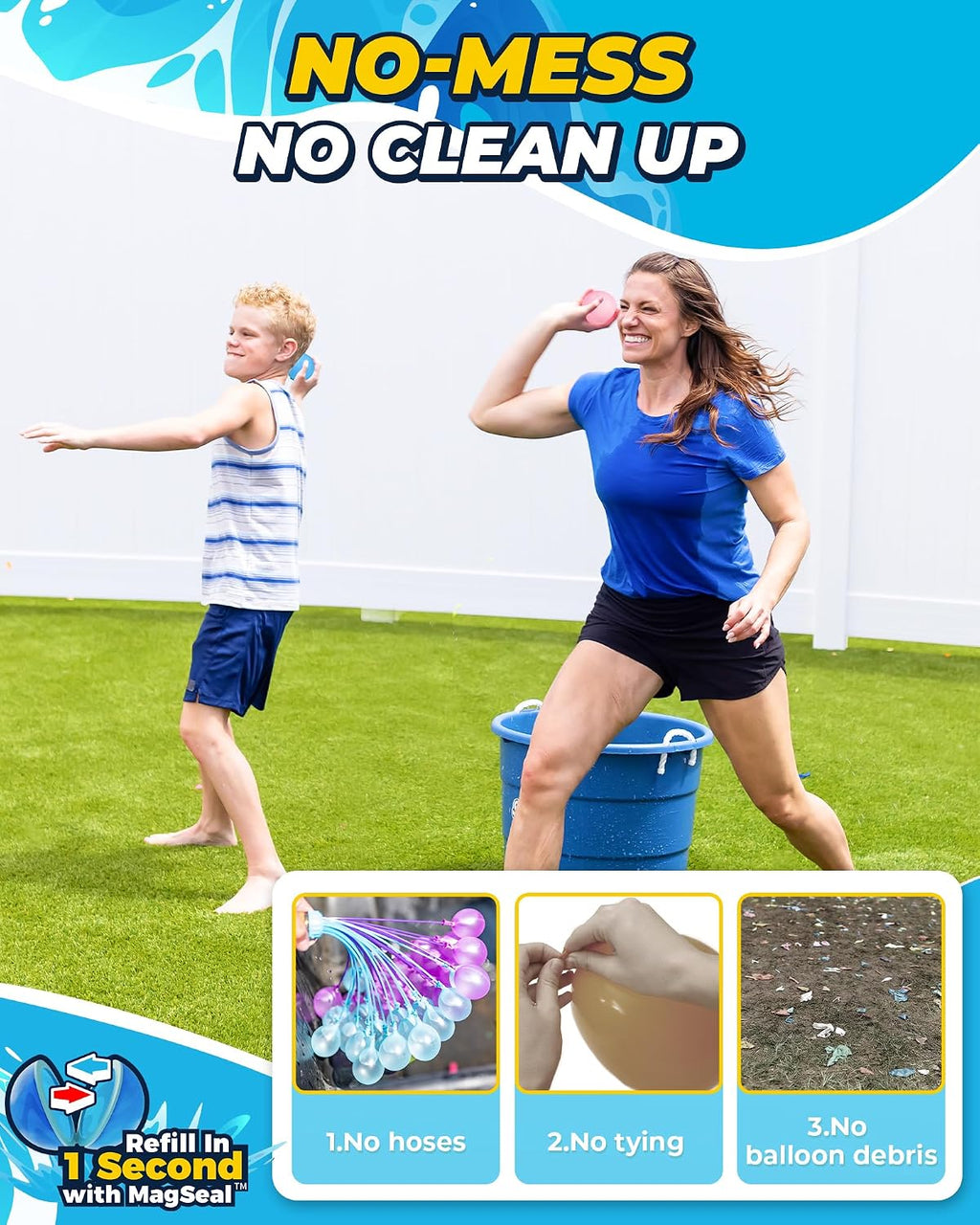 Globos de agua reutilizables, 18 unidades, bolas de agua de llenado rápido, juguetes para niños de 4 a 8 años, bomba de agua autosellante magnética recargable para fiesta de verano, piscina, juguetes de playa al aire libre para niños de 8 a 12 años