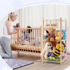 Almacenamiento de Animales de Peluche Zoo, Organizador de Animales de Peluche de Madera con Cuerdas Elásticas para Niños y Niñas, Soporte de Almacenamiento de Juguetes de Peluche que Ahorra