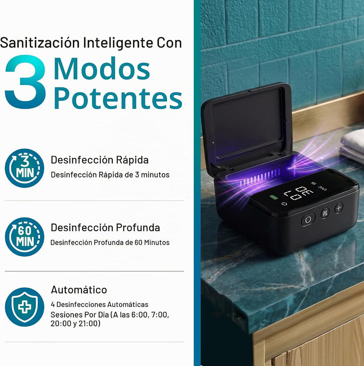 Soporte desinfectante para cepillos de dientes UV y limpiador con p...