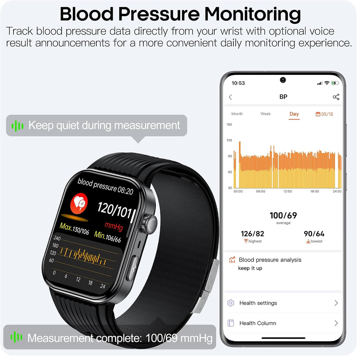Smart Watch para Hombres y Mujeres con Correa de Airbag, Monitor de Ritmo Cardíaco 24/7 y Presión Arterial, Oxígeno en Sangre y Seguimiento del Sueño, Llamadas Bluetooth, Transmisión de Voz, 1.95" AMOLED Fitness Tracker