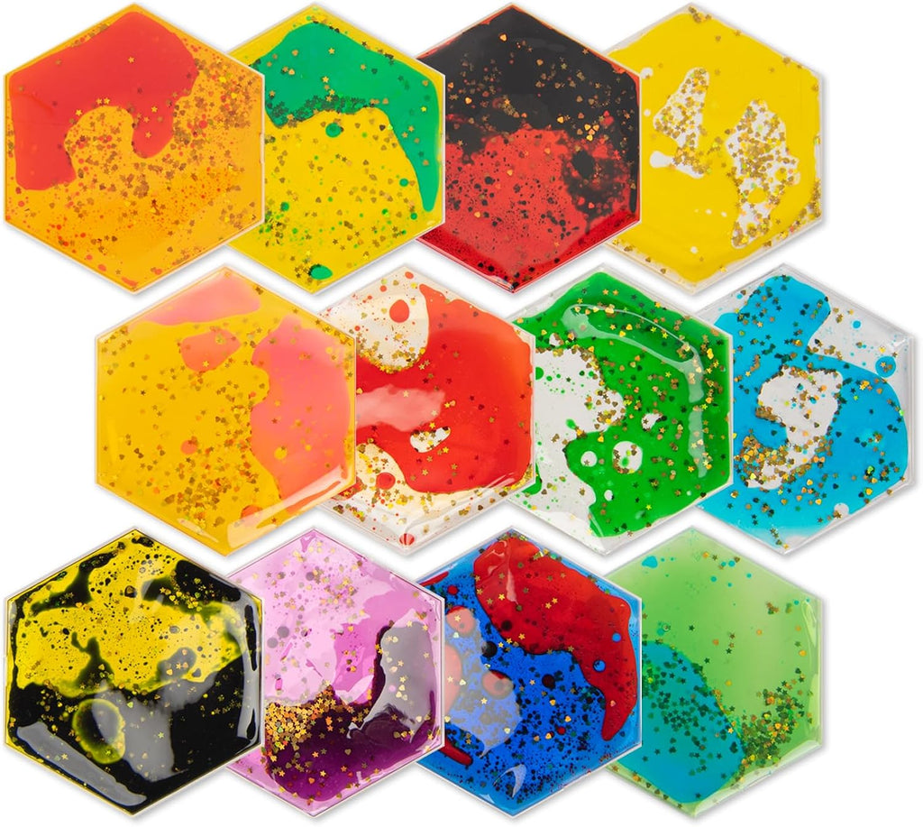 Art3d Hexágono sensorial Fidget Multicolor Liquid Motion Tiles, paquete de
