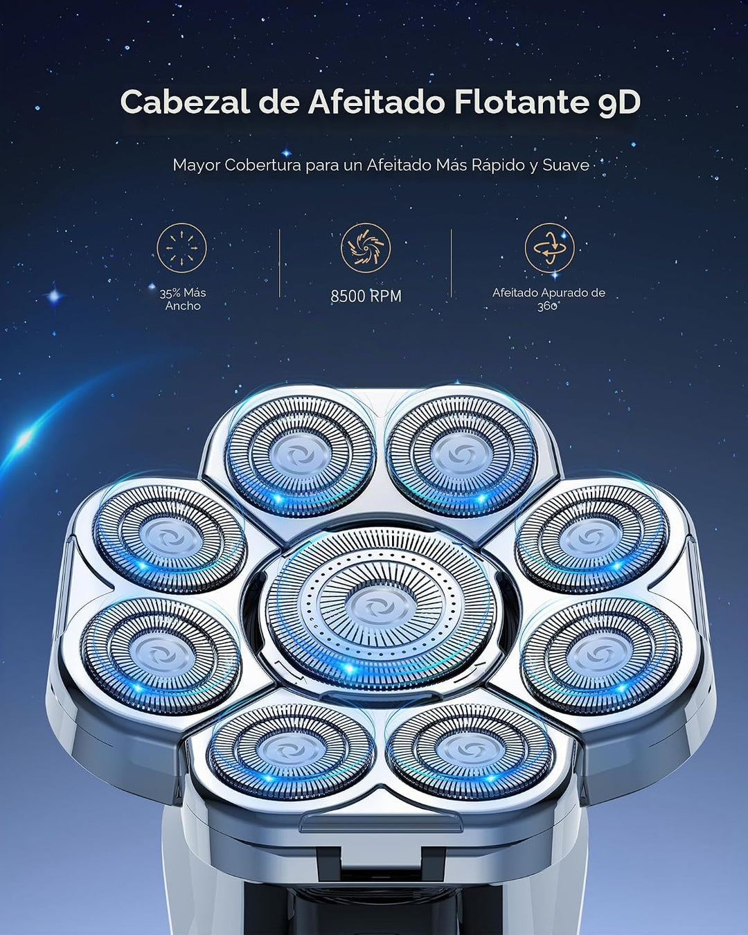 Afeitadora de cabeza 9D para hombres calvos, maquinilla de afeitar...
