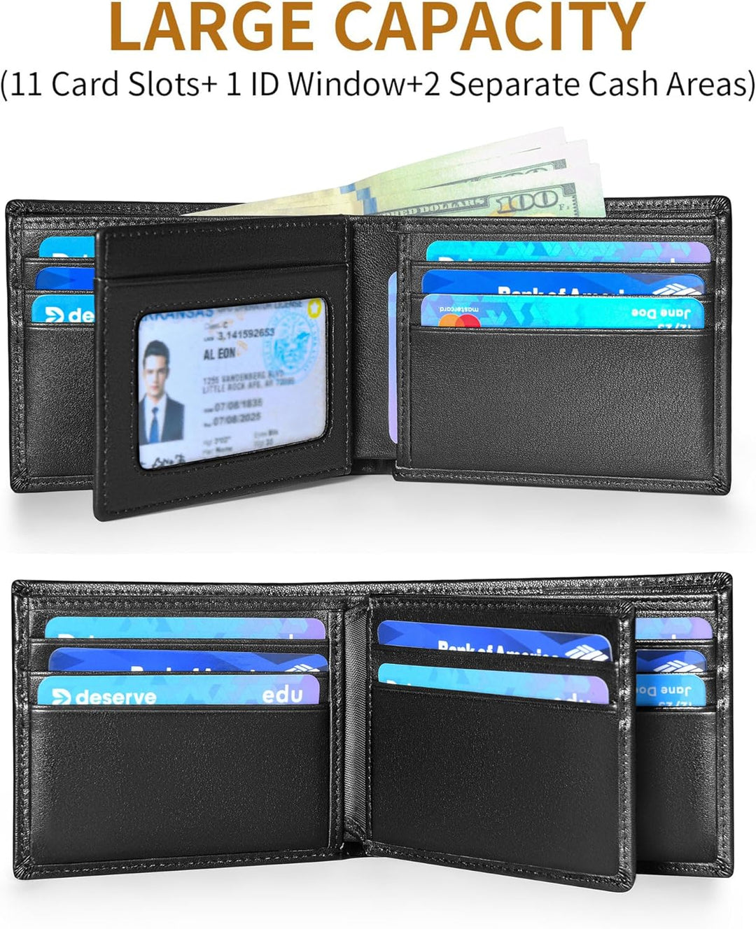 Cartera de cuero genuino MARZAHAR para hombre, billetera plegable c...
