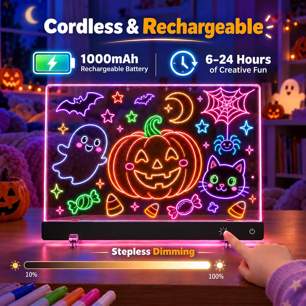 Tablero de dibujo LED recargable de 16 pulgadas | Artes y manualidades de Halloween para niños de 4 a 6 años