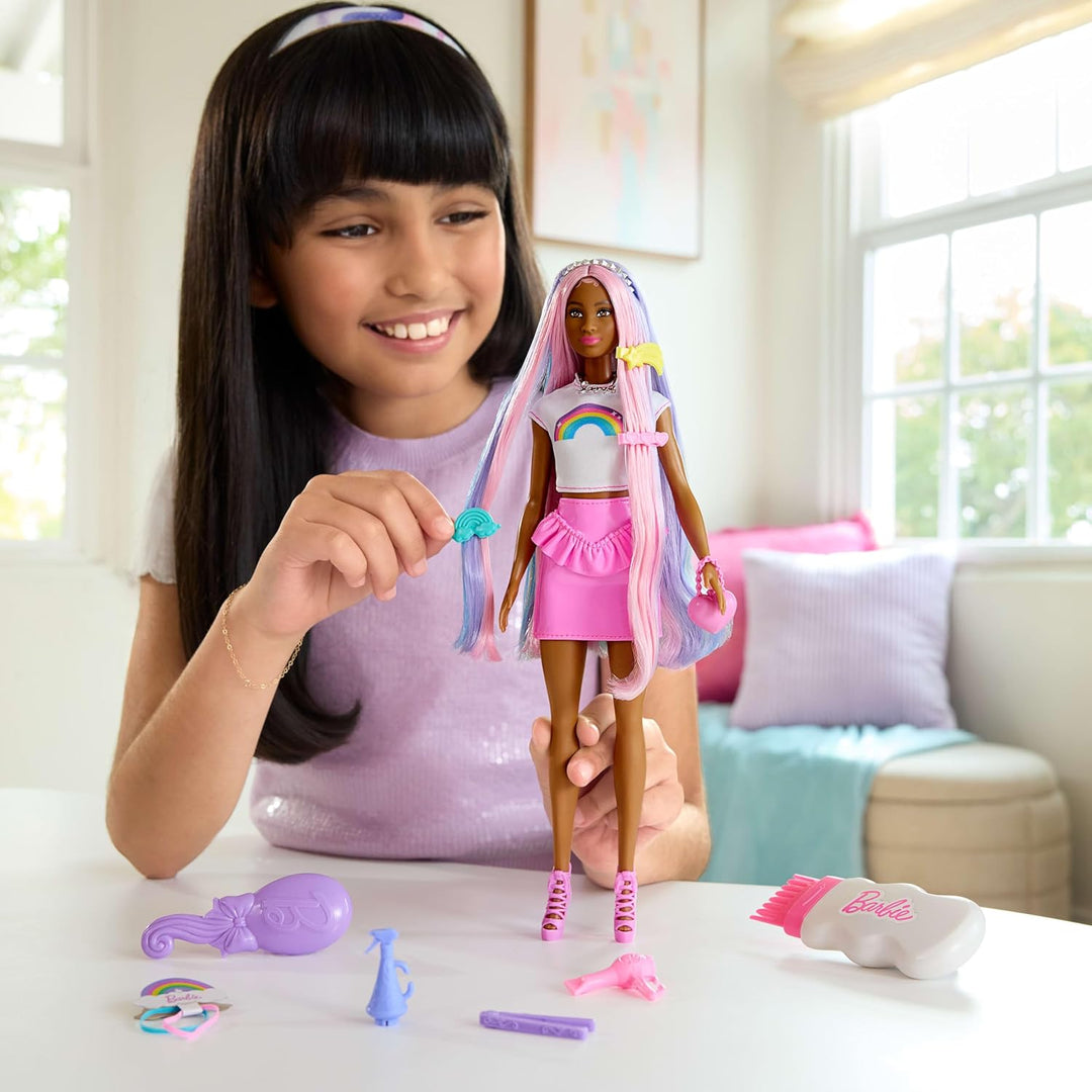Barbie Rainbow Sparkle - Muñeca para el cabello, extra larga y colo...