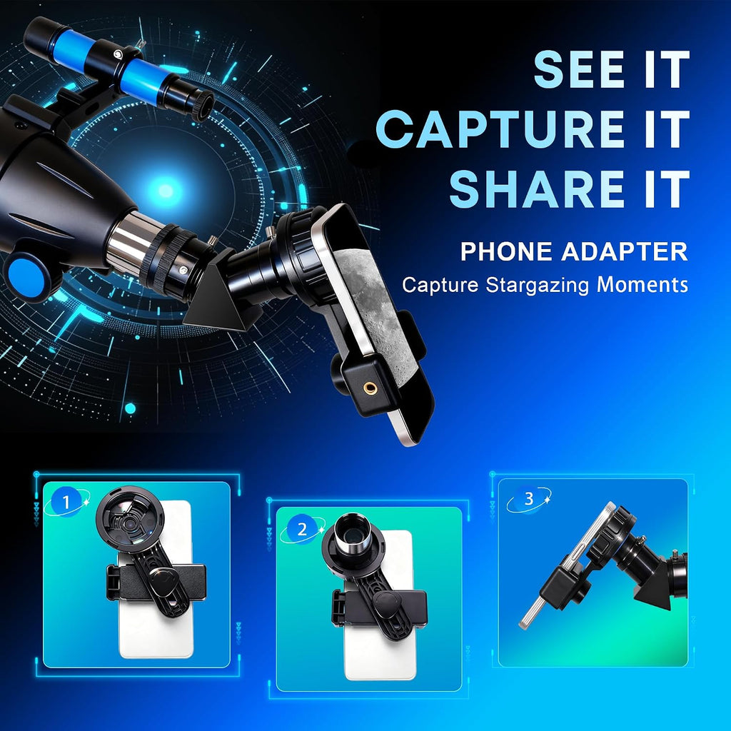 Hawkko Telescopio para adultos y niños, 3.150 in de apertura, 23.622 in de alta potencia telescopio para principiantes de astronomía - Telescopios refractores con trípode AZ