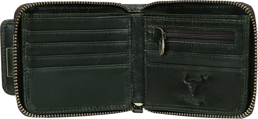 MING CLAN Billetera plegable de cuero con bloqueo RFID para hombres...