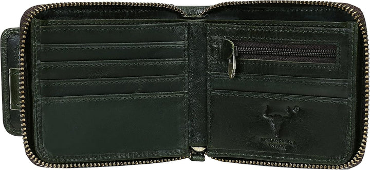 MING CLAN Billetera plegable de cuero con bloqueo RFID para hombres...